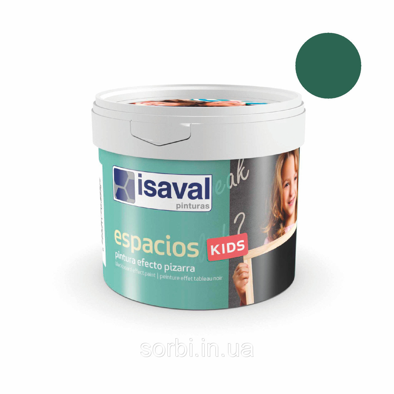 Фарба для шкільної дошки зелена - Espacios Kids 0,5л Isaval